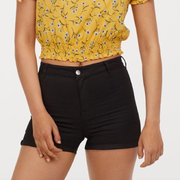 high waisted twill shorts